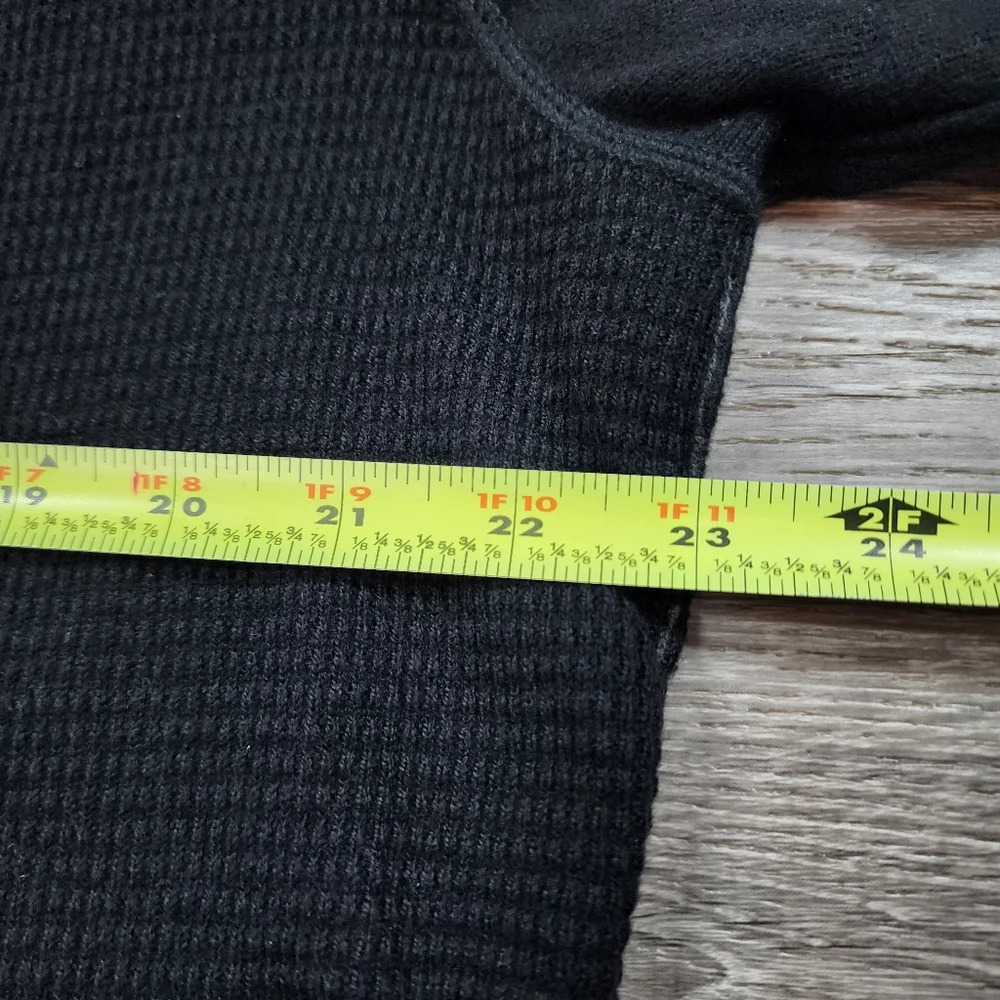TOMMY BAHAMA Cashmere Cotton Black Waffle Knit Thermal Pullover Top Men's Medium